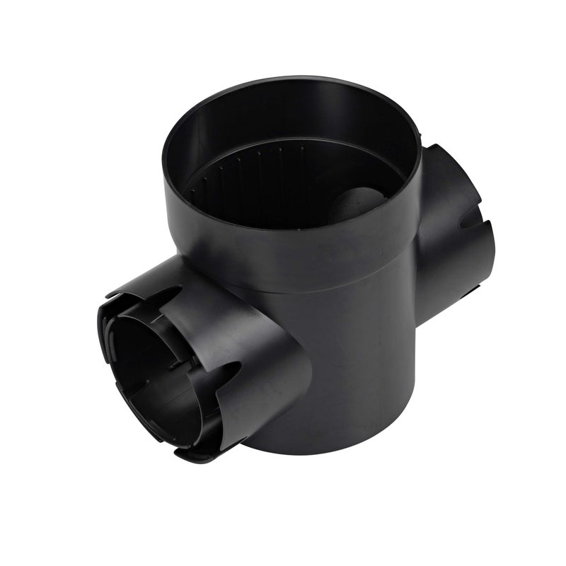 NDS 201 Round Spee-D Catch Basin Drain, 2 Outlets, Connects to 3-Inch and 4-Inch Drain Pipes, Manages Light Water Flows, 6-Inch, Plastic, Black - Image 1